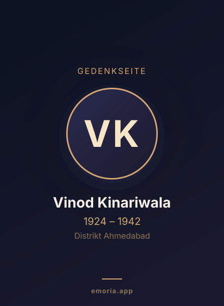 Gedenkportrait von Vinod Kinariwala