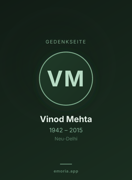 Gedenkportrait von Vinod Mehta