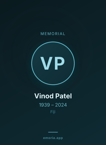 Memorial portrait of Vinod Patel