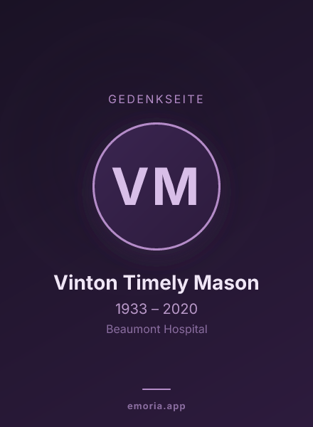 Gedenkportrait von Vinton Timely Mason