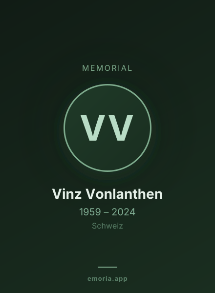 Memorial portrait of Vinz Vonlanthen