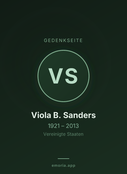 Gedenkportrait von Viola B. Sanders