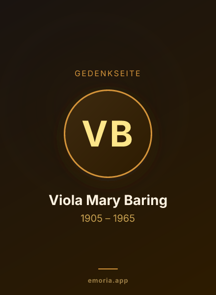 Gedenkportrait von Viola Mary Baring