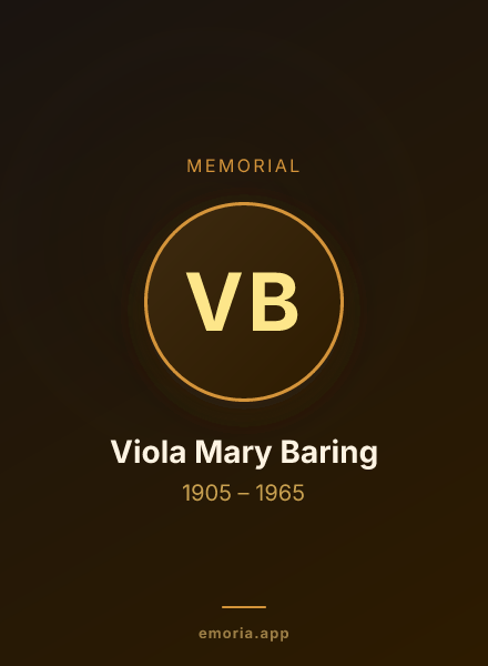 Memorial portrait of Viola Mary Baring