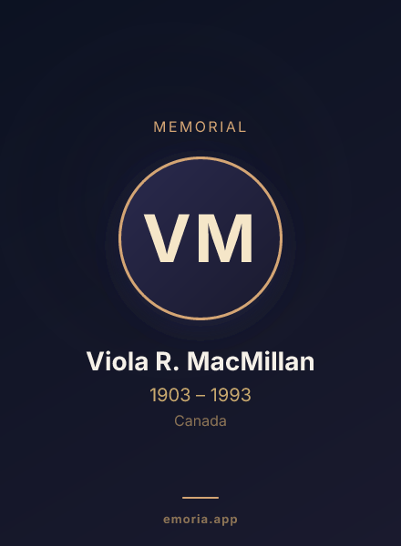 Memorial portrait of Viola R. MacMillan