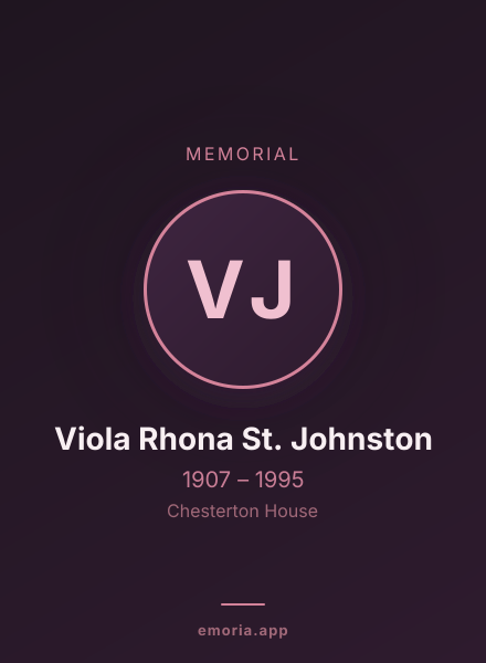 Memorial portrait of Viola Rhona St. Johnston
