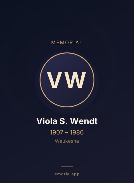 Memorial portrait of Viola S. Wendt