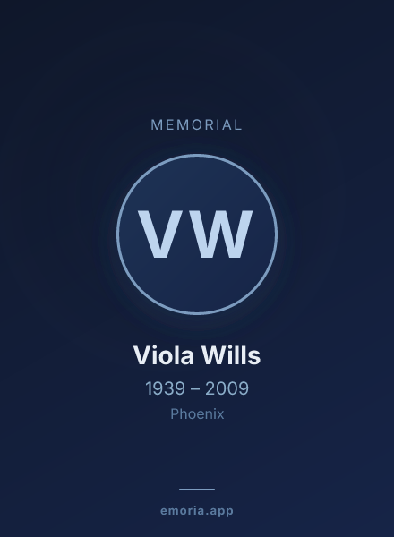 Memorial portrait of Viola Wills