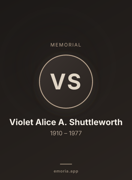 Memorial portrait of Violet Alice A. Shuttleworth