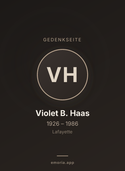Gedenkportrait von Violet B. Haas