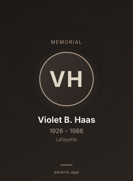 Memorial portrait of Violet B. Haas
