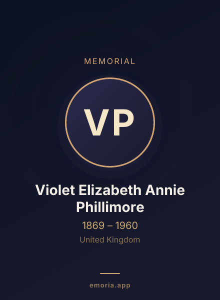 Memorial portrait of Violet Elizabeth Annie Phillimore
