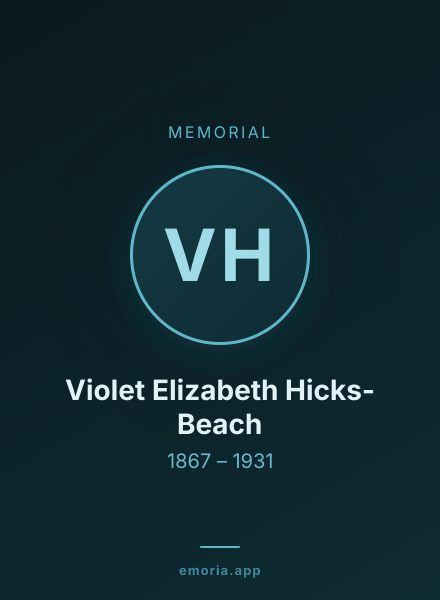 Memorial portrait of Violet Elizabeth Hicks-Beach