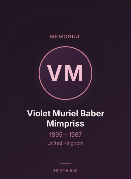 Memorial portrait of Violet Muriel Baber Mimpriss