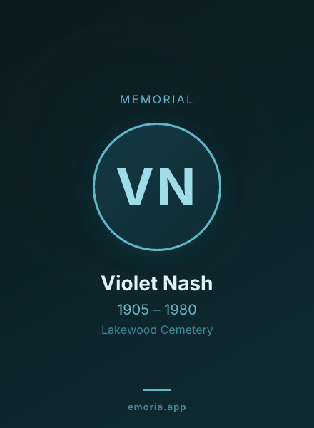 Memorial portrait of Violet Nash