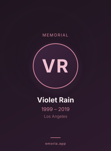 Memorial portrait of Violet Rain