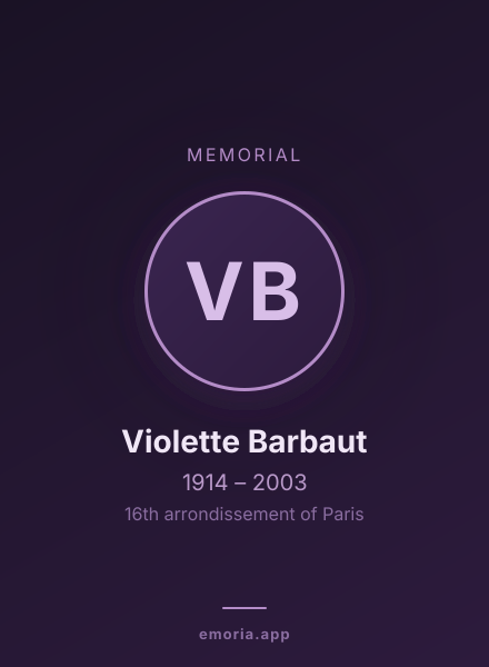 Memorial portrait of Violette Barbaut