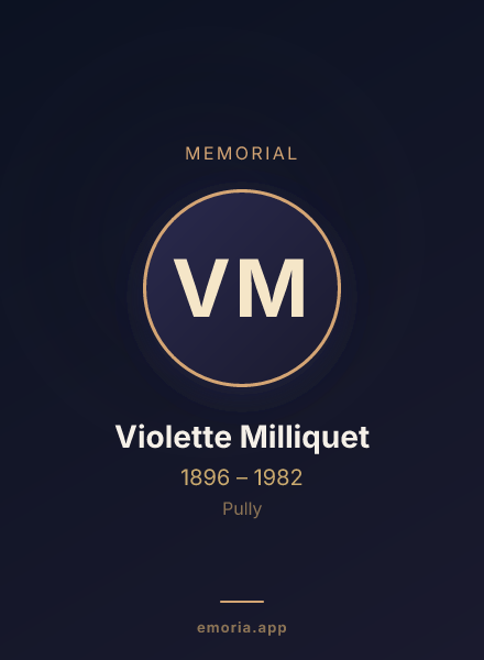Memorial portrait of Violette Milliquet