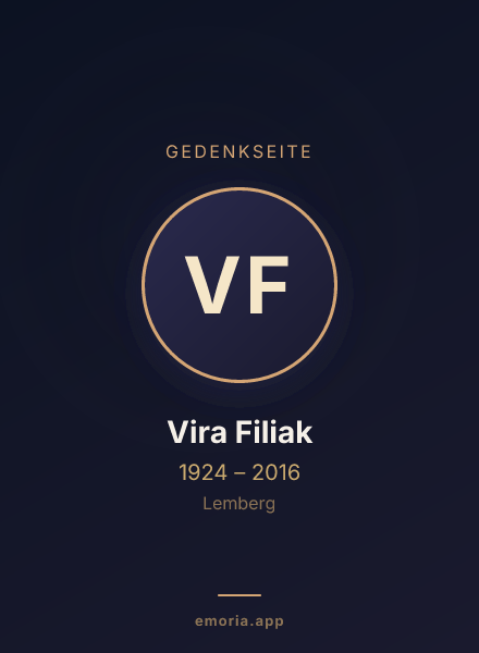 Gedenkportrait von Vira Filiak