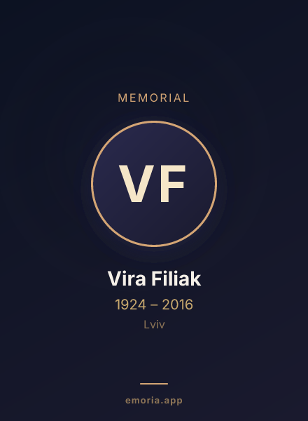 Memorial portrait of Vira Filiak
