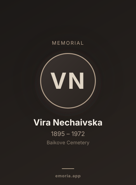 Memorial portrait of Vira Nechaivska