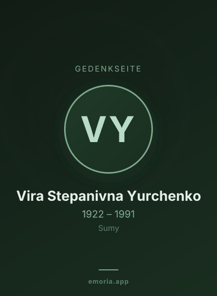 Gedenkportrait von Vira Stepanivna Yurchenko