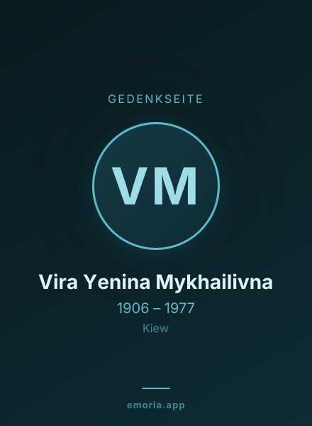 Gedenkportrait von Vira Yenina Mykhailivna