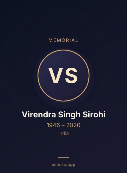 Memorial portrait of Virendra Singh Sirohi