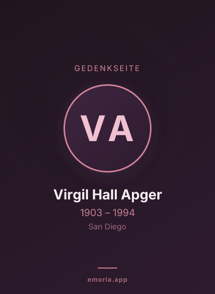 Gedenkportrait von Virgil Hall Apger