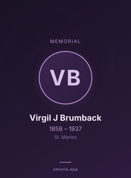 Memorial portrait of Virgil J Brumback