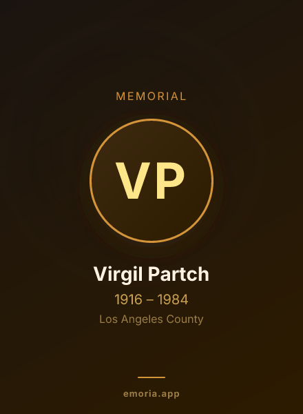 Memorial portrait of Virgil Partch