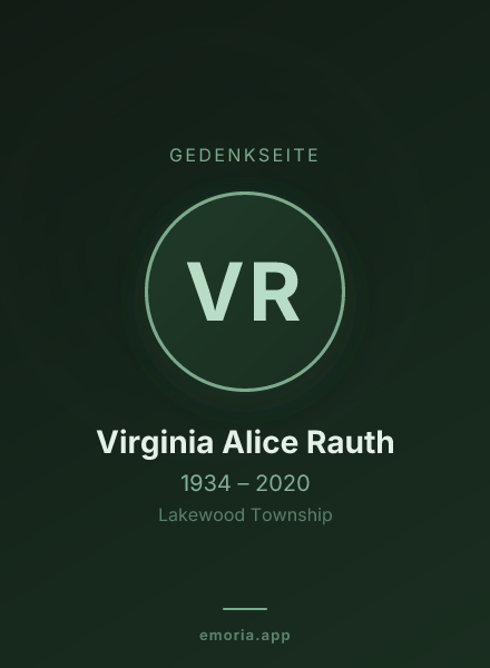 Gedenkportrait von Virginia Alice Rauth