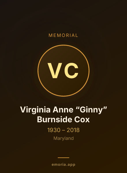 Memorial portrait of Virginia Anne “Ginny” Burnside Cox