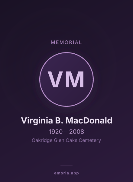 Memorial portrait of Virginia B. MacDonald