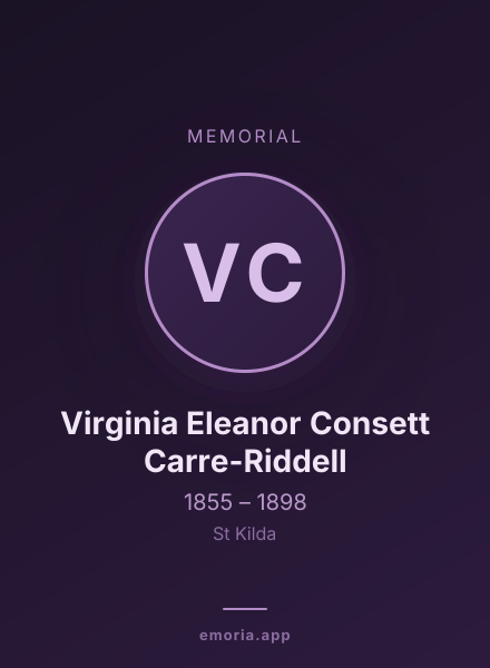 Memorial portrait of Virginia Eleanor Consett Carre-Riddell
