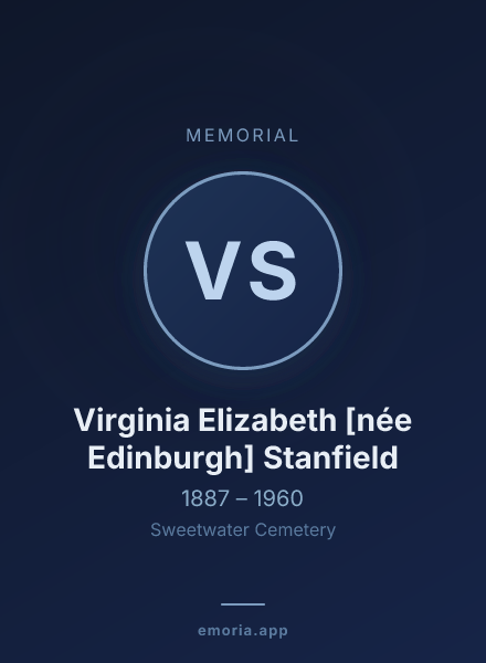 Memorial portrait of Virginia Elizabeth [née Edinburgh] Stanfield