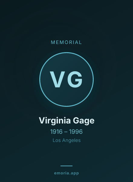 Memorial portrait of Virginia Gage