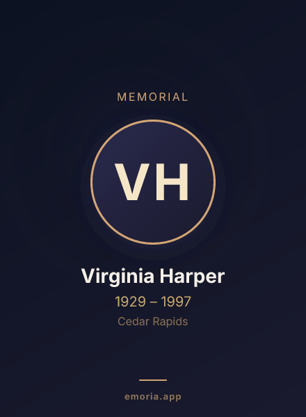 Memorial portrait of Virginia Harper
