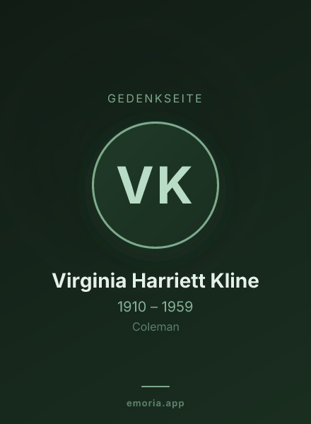 Gedenkportrait von Virginia Harriett Kline