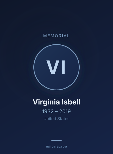 Memorial portrait of Virginia Isbell