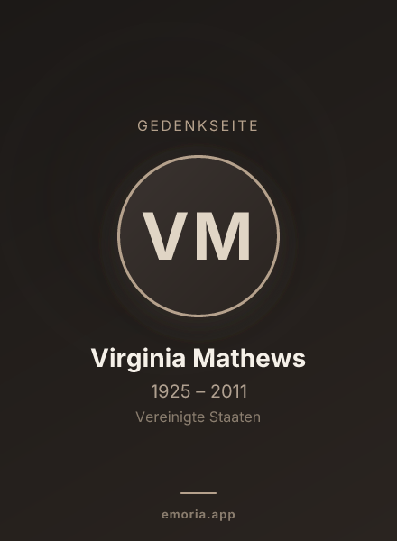 Gedenkportrait von Virginia Mathews