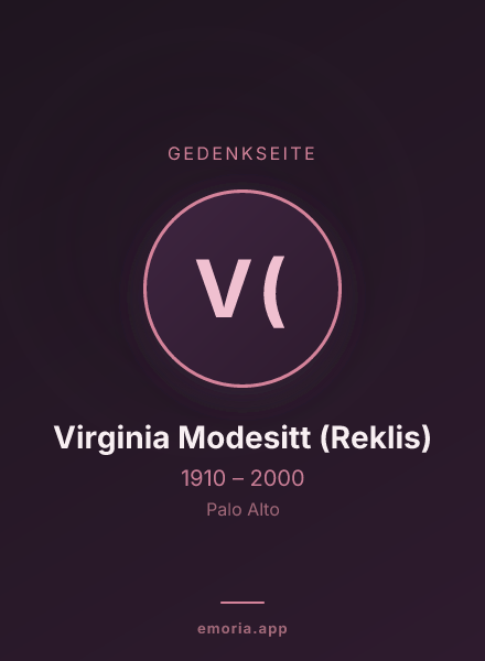Gedenkportrait von Virginia Modesitt (Reklis)