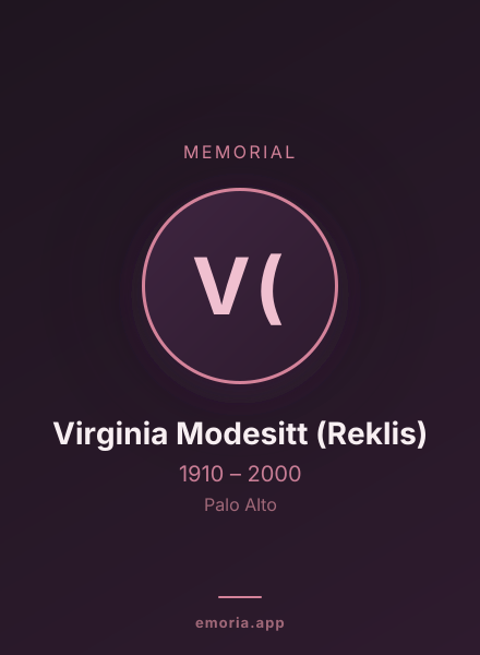 Memorial portrait of Virginia Modesitt (Reklis)