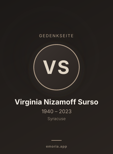 Gedenkportrait von Virginia Nizamoff Surso