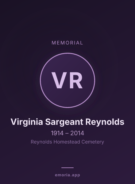 Memorial portrait of Virginia Sargeant Reynolds