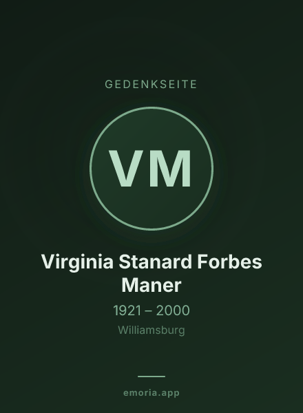 Gedenkportrait von Virginia Stanard Forbes Maner