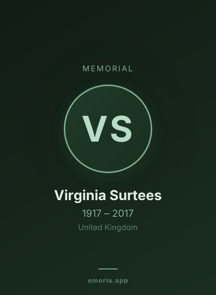 Memorial portrait of Virginia Surtees