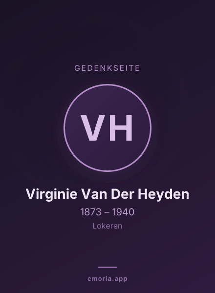 Gedenkportrait von Virginie Van Der Heyden