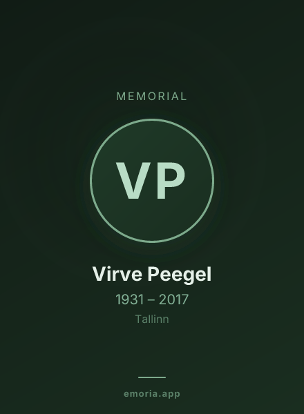 Memorial portrait of Virve Peegel