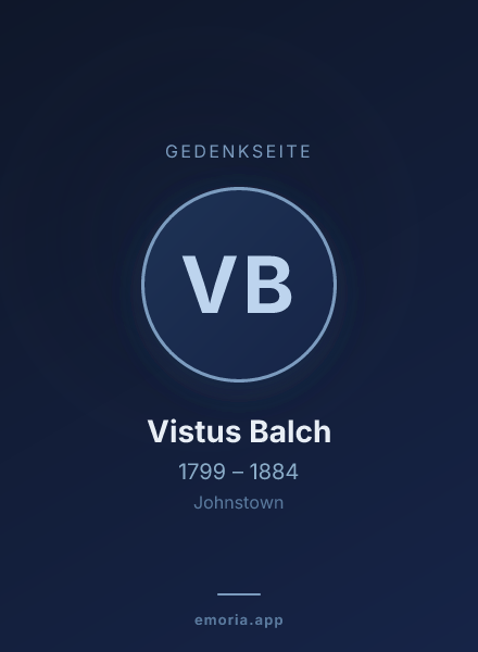 Gedenkportrait von Vistus Balch